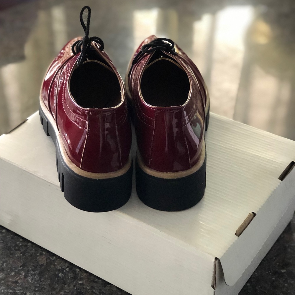 Burgundy color chunky oxfords - Picture 5 of 7